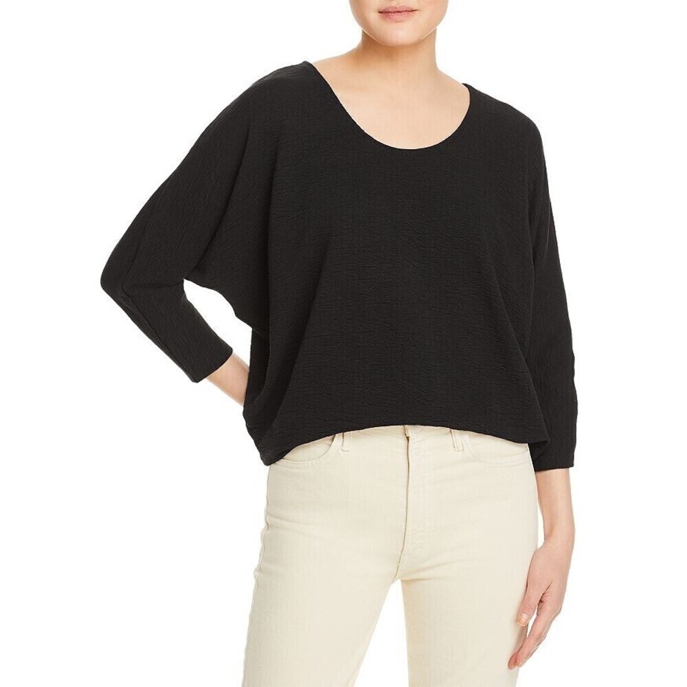 Kim & Cami Textured Babydoll Top In Black Size S $94